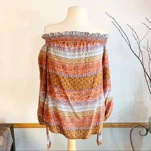 Beachlunchlounge boho print off the shoulder top Size XS
